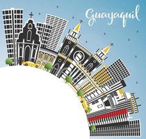 guayaquil ecuador stad horisont med Färg byggnader, blå himmel och kopia Plats. vektor
