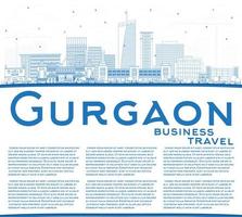 översikt gurgaon Indien stad horisont med blå byggnader och kopia Plats. vektor