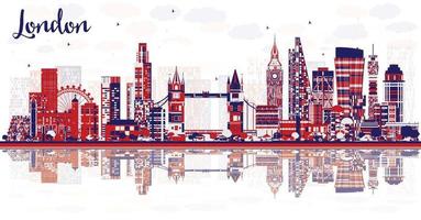 abstrakte stadtskyline von london england mit farbgebäuden und reflexionen. vektor