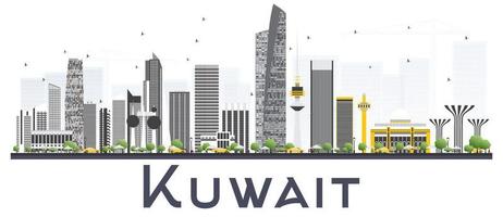 kuwait city skyline mit grauen gebäuden isoliert auf weißem hintergrund. vektor