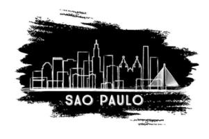 sao paulo Brasilien stad horisont silhuett. hand dragen skiss. vektor