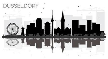 düsseldorf deutschland skyline der stadt schwarz-weiß-silhouette mit reflexionen. vektor