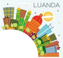 Luanda Angola City Skyline mit Farbgebäuden, blauem Himmel und Kopierraum. vektor