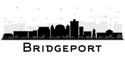 bridgeport connecticut city skyline mit schwarzen gebäuden isoliert auf weiß. vektor