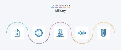 militärblaues 5-Icon-Pack mit Insignien. Stern. Bakterien. Rang. Insignien vektor