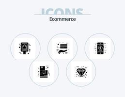 E-Commerce-Glyphen-Icon-Pack 5-Icon-Design. Laden. E-Commerce. Einkaufen. Zahlung. Karte vektor