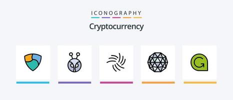 kryptovaluta linje fylld 5 ikon packa Inklusive mynt . mynt . pengar. bitcoin. kreativ ikoner design vektor