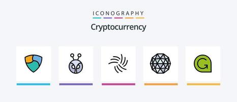 Kryptowährungszeile gefüllt 5 Icon Pack inklusive Coin. Münze . Geld. Bitcoin. kreatives Symboldesign vektor