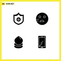 universelle Symbolsymbole Gruppe von 4 modernen soliden Glyphen der Polizeiumgebung trauriger Tropfen Smartphone editierbare Vektordesign-Elemente vektor