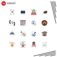 Aktienvektor-Icon-Pack mit 16 Zeilenzeichen und Symbolen für Hilfe-Kommunikations-Wegruf Essen editierbares Paket kreativer Vektor-Design-Elemente vektor