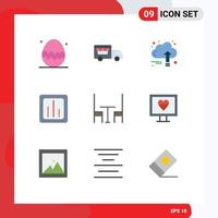 9 kreative Symbole, moderne Zeichen und Symbole für Speiseberichte, Geschäftsdiagrammanalysen, editierbare Vektordesign-Elemente vektor