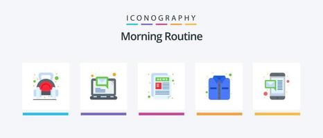 Morgenroutine Flat 5 Icon Pack inklusive Massage. Kleider. Benachrichtigung. Shirt. Newsletter. kreatives Symboldesign vektor