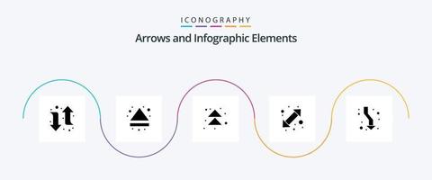 pil glyf 5 ikon packa Inklusive upp. pil. fram. upp ner. gå vektor