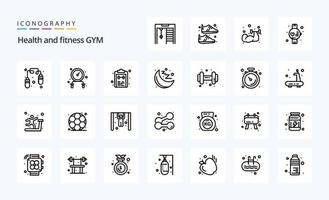 25 Fitnessstudio-Linien-Icon-Pack vektor