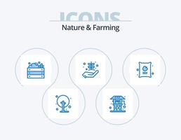 Natur und Landwirtschaft blau Icon Pack 5 Icon Design. Natur. Garten. Landwirtschaft. Landwirtschaft. Gemüse vektor