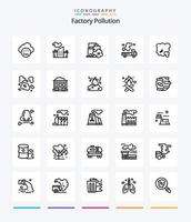 kreativ fabrik förorening 25 översikt ikon packa sådan som damm. pm förorening. lastbil. miljö. luft vektor