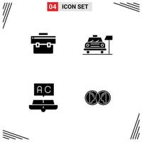 Stock Vector Icon Pack mit 4 Zeilenzeichen und Symbolen für Taschenbildungsportfolio Hotelschule editierbare Vektordesign-Elemente