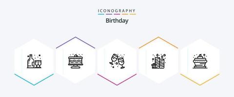 födelsedag 25 linje ikon packa Inklusive födelsedag. fest. födelsedag. ljus. födelsedag vektor