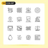 16 kreativ ikoner modern tecken och symboler av plats skruva skörda nöt olyckor redigerbar vektor design element