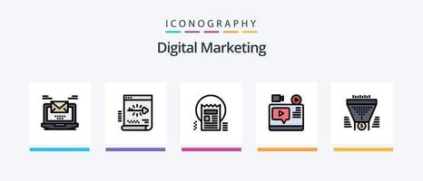 digitales Marketing mit gefülltem 5-Icon-Paket inklusive Chatten. Plaudern. Punkt. Papier. Art. kreatives Symboldesign vektor