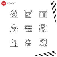 Aktienvektor-Icon-Pack mit 9 Zeilenzeichen und Symbolen zum Waschen von Radfarben Benutzerinhalt bearbeitbare Vektordesign-Elemente vektor