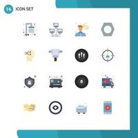 Stock Vector Icon Pack mit 16 Zeilenzeichen und Symbolen für Brian Mental Chang Business Tools Pfeil editierbares Paket kreativer Vektordesign-Elemente