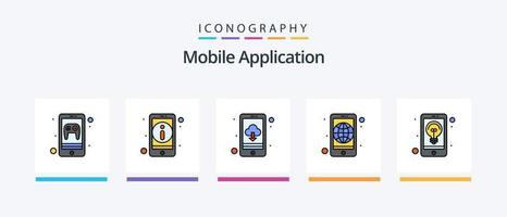 mobil Ansökan linje fylld 5 ikon packa Inklusive dejta. app. app. mobil. Ansökan. kreativ ikoner design vektor