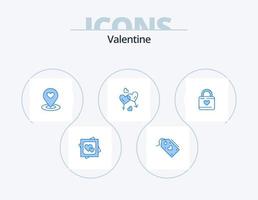 valentine blå ikon packa 5 ikon design. kvinnor. hjärta. rabatt. hjärta. plats upphittare vektor