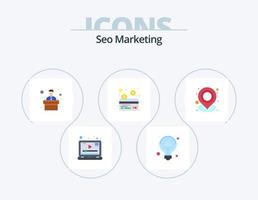 SEO-Marketing-Flat-Icon-Pack 5 Icon-Design. Platz. Lage. Konferenz. Halter. Kredit vektor