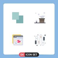 Packung mit 4 modernen flachen Symbolen, Zeichen und Symbolen für Web-Printmedien wie Copy Love Bag Game Web editierbare Vektordesign-Elemente vektor