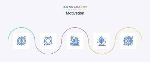 motivering blå 5 ikon packa Inklusive . motivering. trappa. redskap. pott vektor