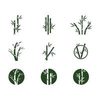 bambu med gröna blad logotyp illustration vektor mall