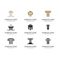 antike säulensäulen griechisches rom athen historisches gebäude logo design vektor