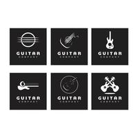 Kreuz Gitarre Musik Band Emblem Stempel Vintage Retro-Logo-Design vektor