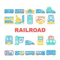 järnväg transport samling ikoner uppsättning vektor