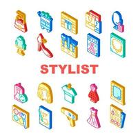 stylist zubehör sammlung icons set vektor