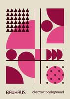 Minimale geometrische Designplakate der 20er Jahre, Wandkunst, Vorlage, Layout mit primitiven Formen. Bauhaus rosa magentafarbener Retro-Musterhintergrund, abstrakter Vektorkreis, Dreieck und quadratische Strichzeichnungen. vektor
