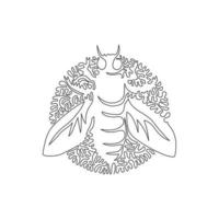 einzelne geschweifte Strichzeichnung der abstrakten Kunst der niedlichen kleinen Biene. Grafikdesign-Vektorillustration des ununterbrochenen Linienzeichnens des exotischen Insekts für Ikone, Symbol, Zeichen, Firmenlogo und Druckwanddekor vektor