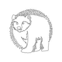 einzelne lockige einzeilige zeichnung der abstrakten kunst des mächtigen gehenden bären. ununterbrochene Linie zeichnen Grafikdesign-Vektorillustration von wilden Säugetieren für Ikone, Symbol, Firmenlogo, Plakatwanddekor vektor