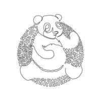 einzelne lockige Strichzeichnung der abstrakten Kunst des niedlichen Pandabären. ununterbrochene Linie zeichnen Grafikdesign-Vektorillustration von Allesfresser-Säugetieren für Ikone, Symbol, Firmenlogo und Druckwanddekor vektor
