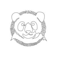 kontinuerlig kurva ett linje teckning av magnifik däggdjur abstrakt konst i cirkel. enda linje redigerbar stroke vektor illustration av blyg panda för logotyp, tecken, vägg dekor och affisch skriva ut dekoration