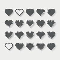 Reihe von Symbolen zu einem Thema Herzen mit Schatten isoliert vektor