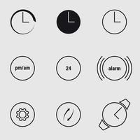 uppsättning av ikoner på en tema klocka i minimalism vektor