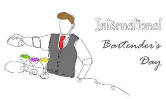 bartendrar dag enkel vektor illustration. bartender