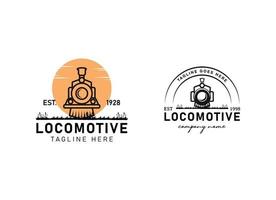 lokomotiv logotyp illustration, årgång stil emblem vektor