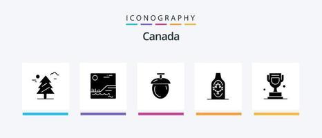 Canada Glyph 5 Icon Pack inklusive Trophäe. vergeben. Nüsse. Ahorn. Kanada. kreatives Symboldesign vektor