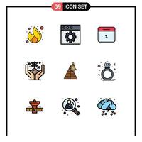 uppsättning av 9 modern ui ikoner symboler tecken för station växt kalander pengar tillväxt redigerbar vektor design element
