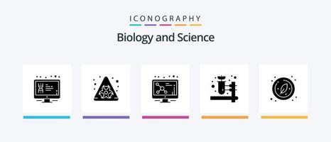 biologi glyf 5 ikon packa Inklusive forskning. biologi. atom. homeopati. ört- apotek. kreativ ikoner design vektor