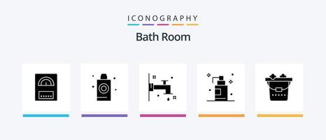 Badezimmer Glyphe 5 Icon Pack inklusive . waschen. Bad. Lebensstil. Zimmer. kreatives Symboldesign vektor