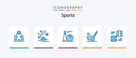 Sport blau 5 Icon Pack inklusive Ball. Golf. Deckel. schlagen. Stifte. kreatives Symboldesign vektor